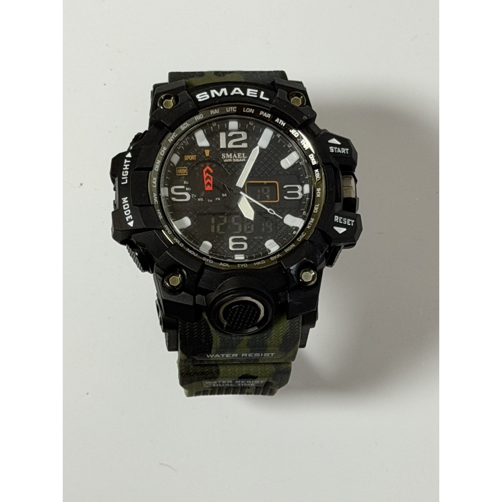 Military Sport Watch SMAEL WR 50M Dual Time Quartz Analog Digital Men's